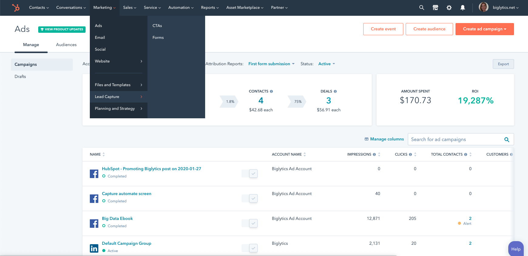 Hubspot Content Marketing Software